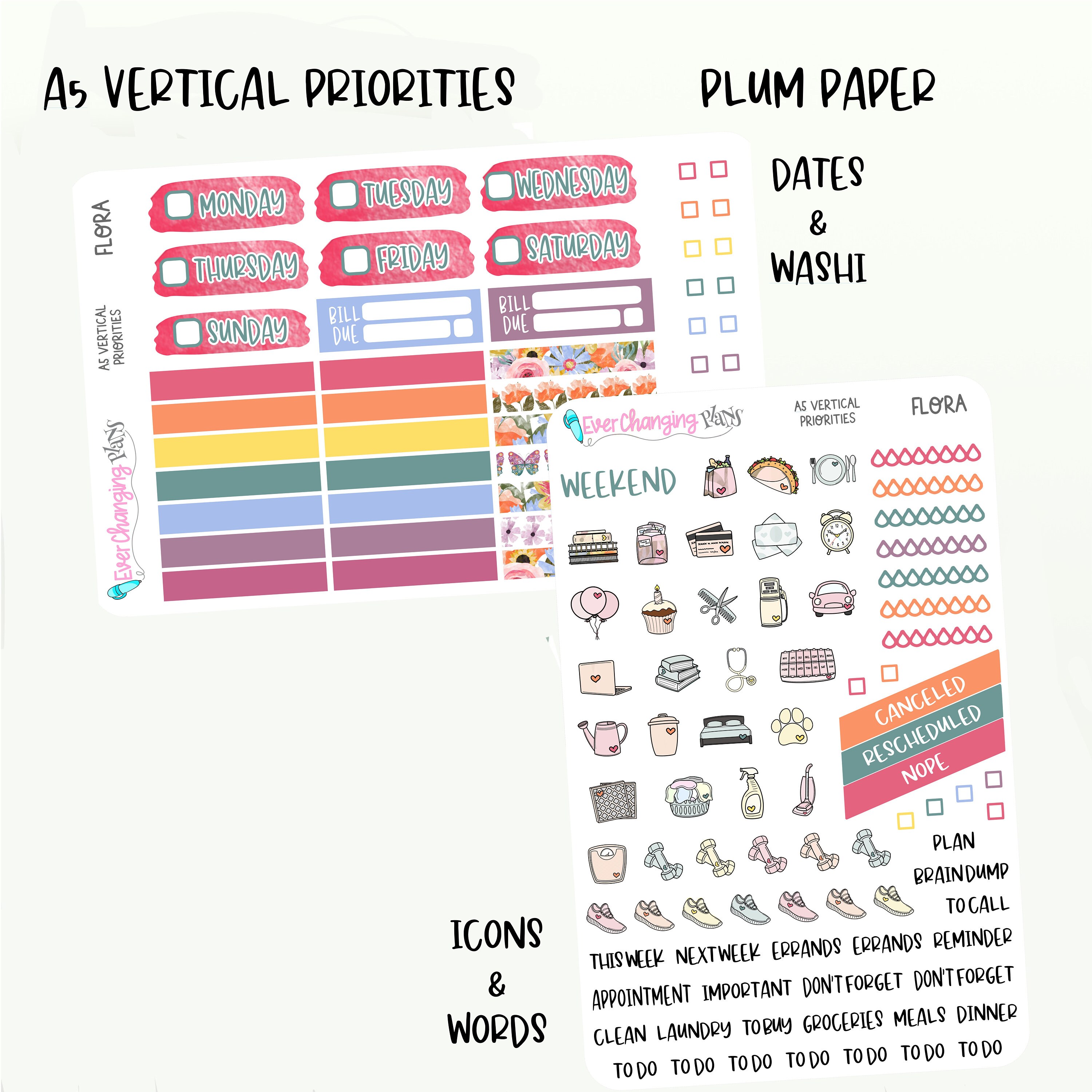 Flora Vertical Priorities Plum Paper Kit - Spring Garden Floral Planner ...