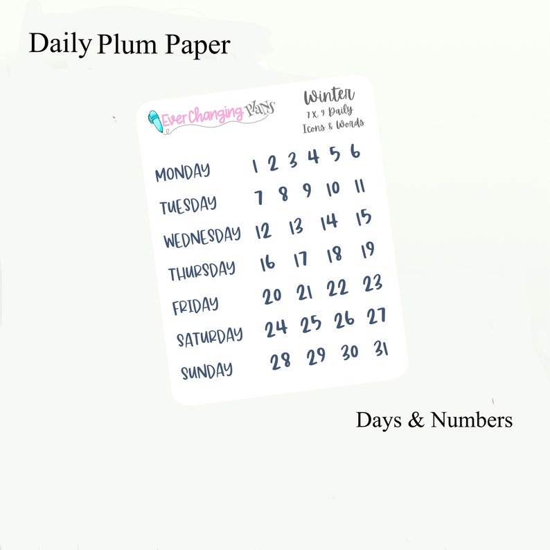 Winter Daily Plum Paper Kit - Modern Winter - Winter Daily Weekly ...