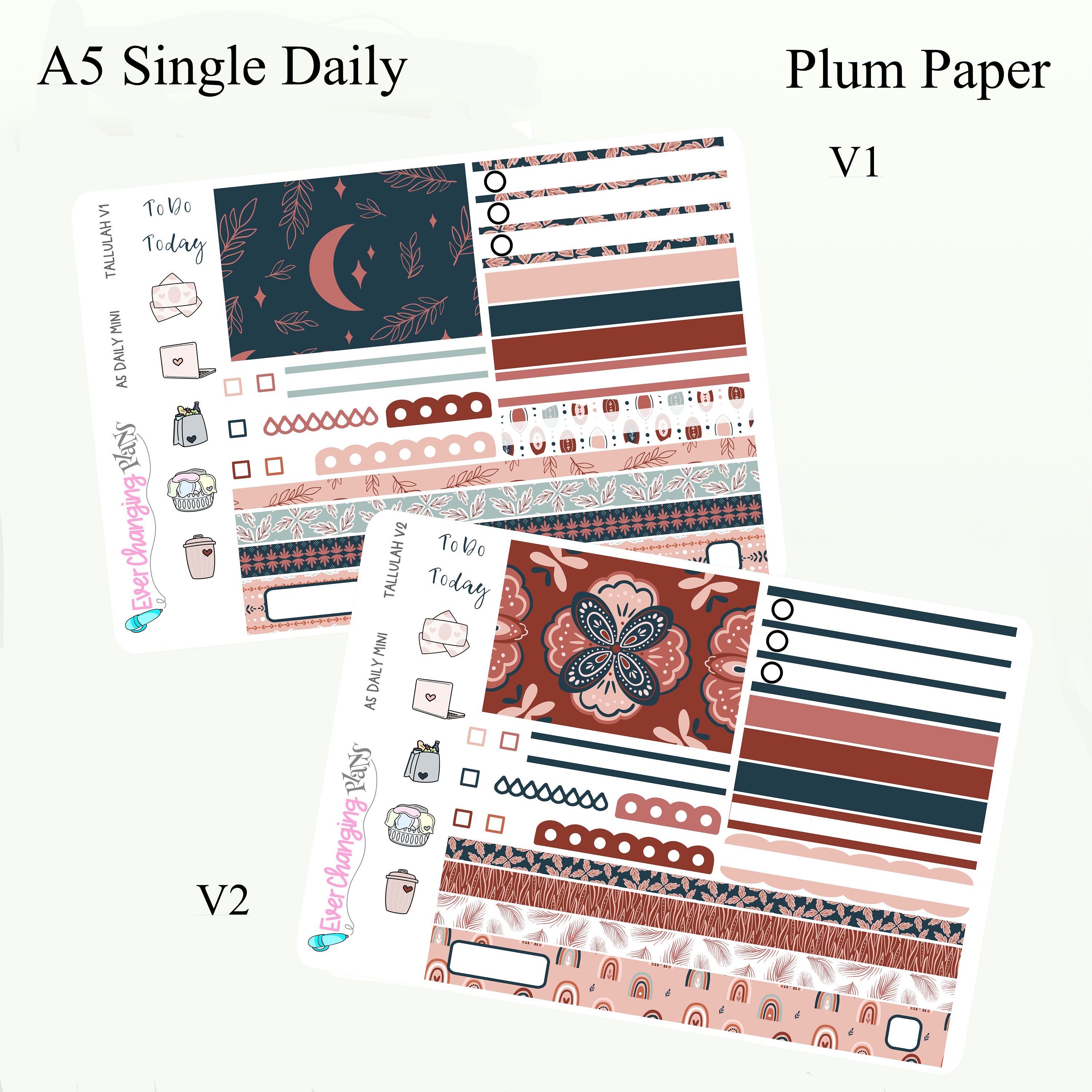 Tallulah Autumn Boho Daily Plum Paper One Page - Fall Daily Single Day ...