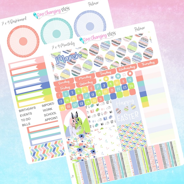 Palmer Plum Paper Monthly and Dashboard Kits - Spring Easter March April - Plum - 8 1/2 x 11 - A5 - 7 x 9 - Plum Paper Planner