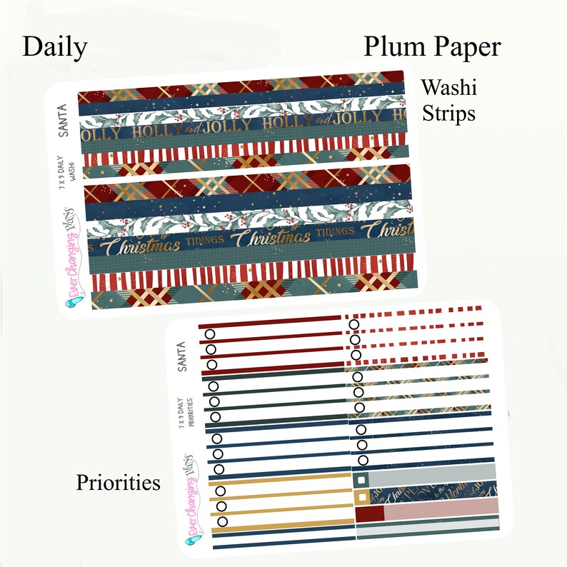 Santa Christmas Daily Plum Paper Kit - Winter Daily Weekly Planner Kit ...