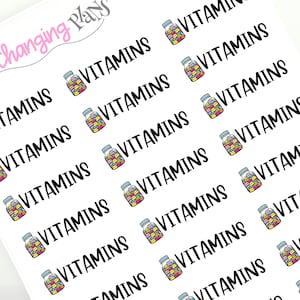 Vitamins Icon Word Text Script Stickers - Typography Stickers - Header Stickers - Planner Script Stickers