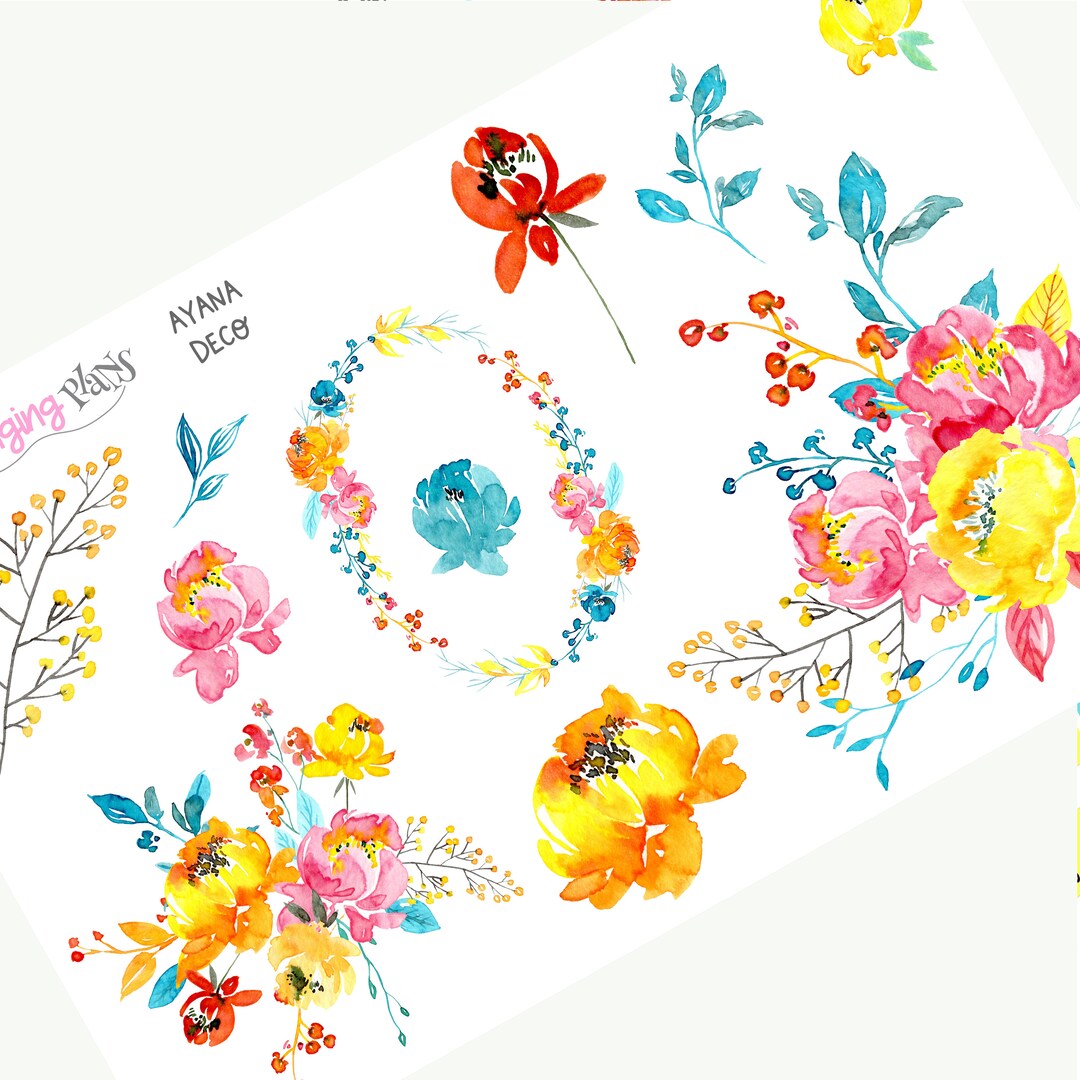 Ayana Deco Planner Stickers for Plum Paper Planner - Summer Floral ...