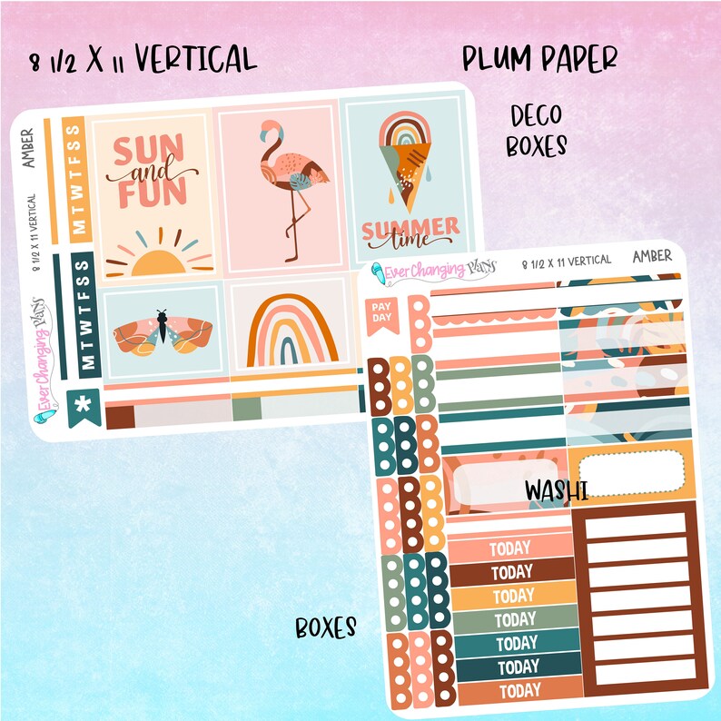 Amber Vertical Plum Paper - Summer Boho Weekly Planner Kit- Pride - 8 1 ...