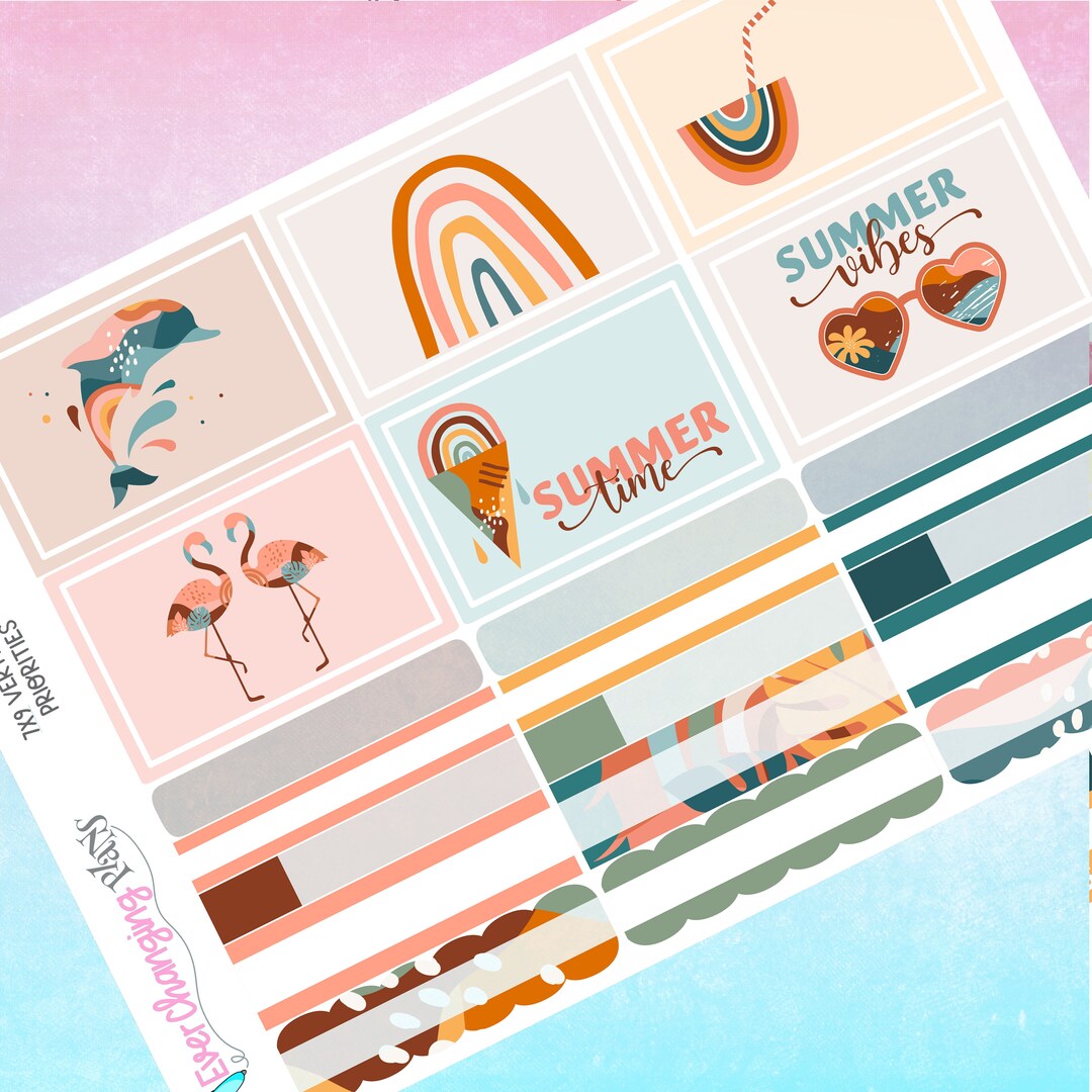 Amber Vertical Priorities Plum Paper Kit - Summer Boho Planner - Pride ...
