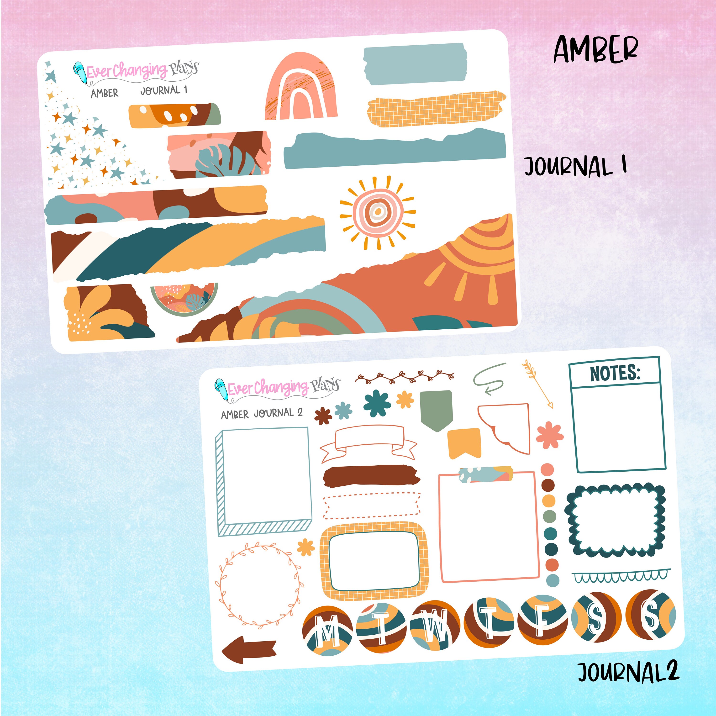 Amber Vertical Plum Paper - Summer Boho Weekly Planner Kit- Pride - 8 1 ...