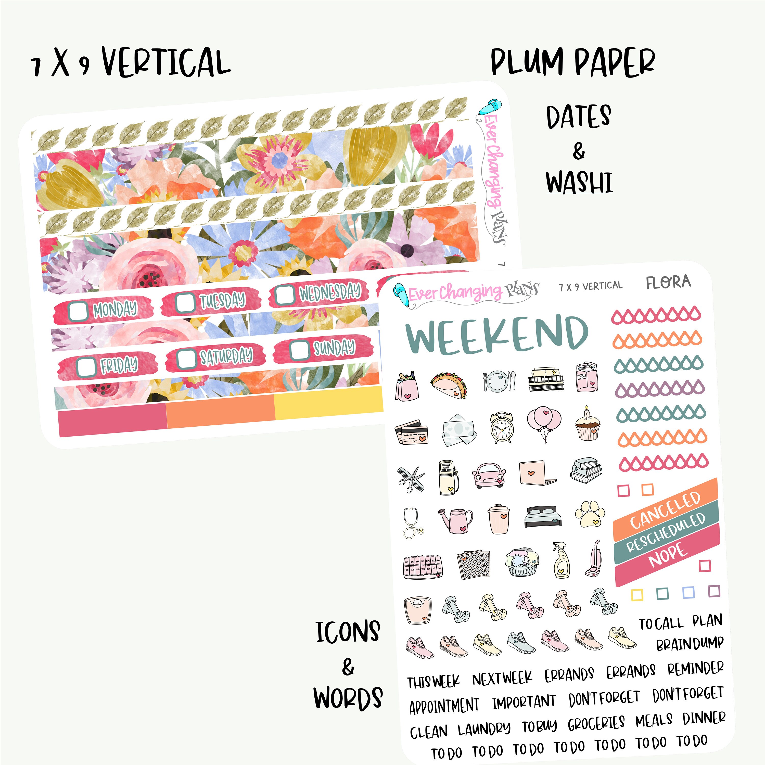 Flora Vertical Plum Paper - Spring Garden Floral Weekly Planner Kit - 8 ...