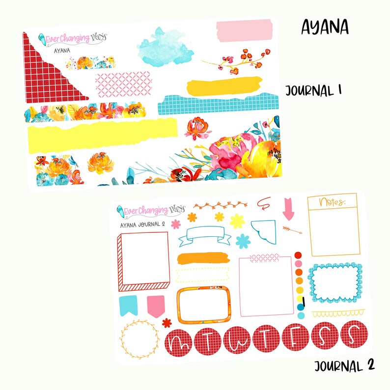 Ayana Vertical Priorities Plum Paper Kit - Bright Summer Floral Planner ...