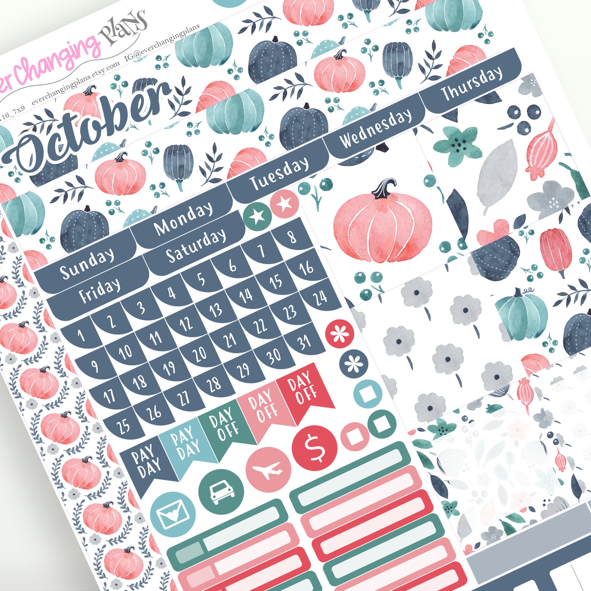 October Plum Paper Monthly - October Planner - Autumn Planner Kit - F…