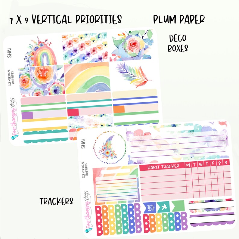 Shai Vertical Priorities Plum Paper Kit - Rainbow Floral Planner ...