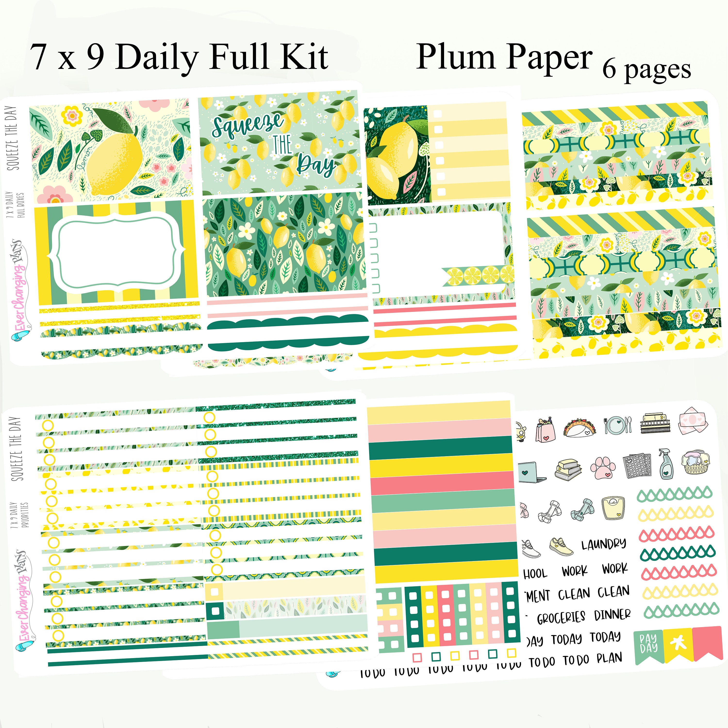 Lemon Summer Daily Plum Paper Kit - Squeeze the Day Daily Weekly ...