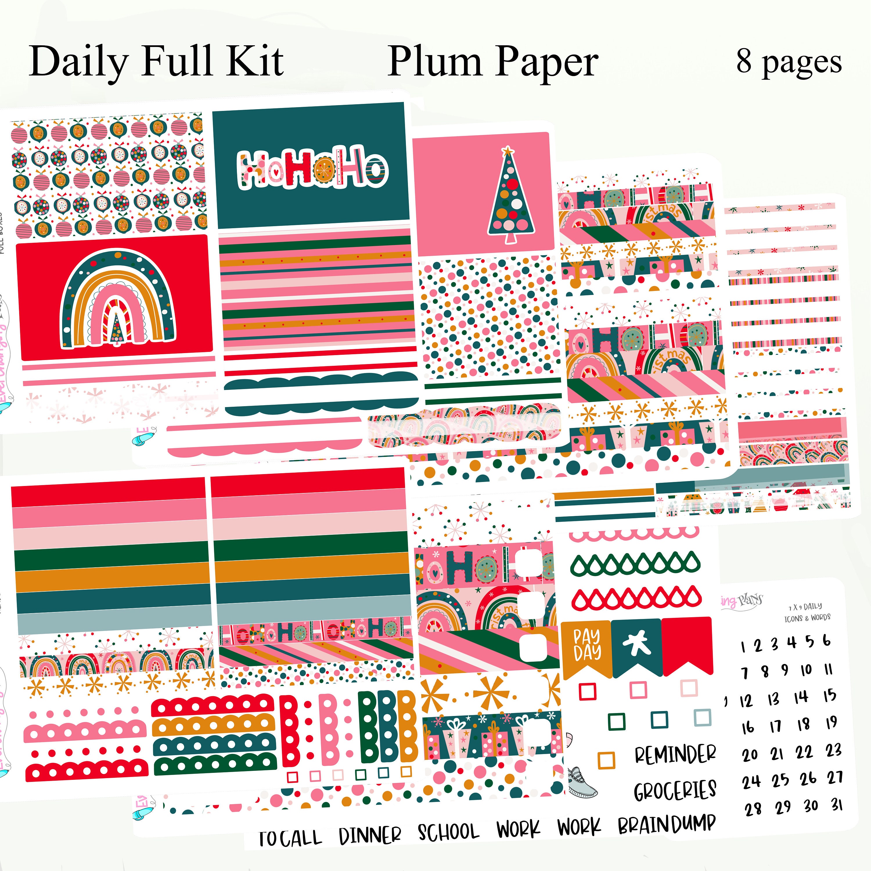 Stella Christmas Daily Plum Paper Kit - Winter Daily Weekly Planner Kit ...
