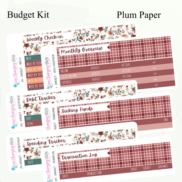 Fern Budget Plum Paper Monthly Kit - Budgeting Sticker Kit - Dave Ramsey - You Need a Budget - A5 - 7x9 - 8 1/2 x 11