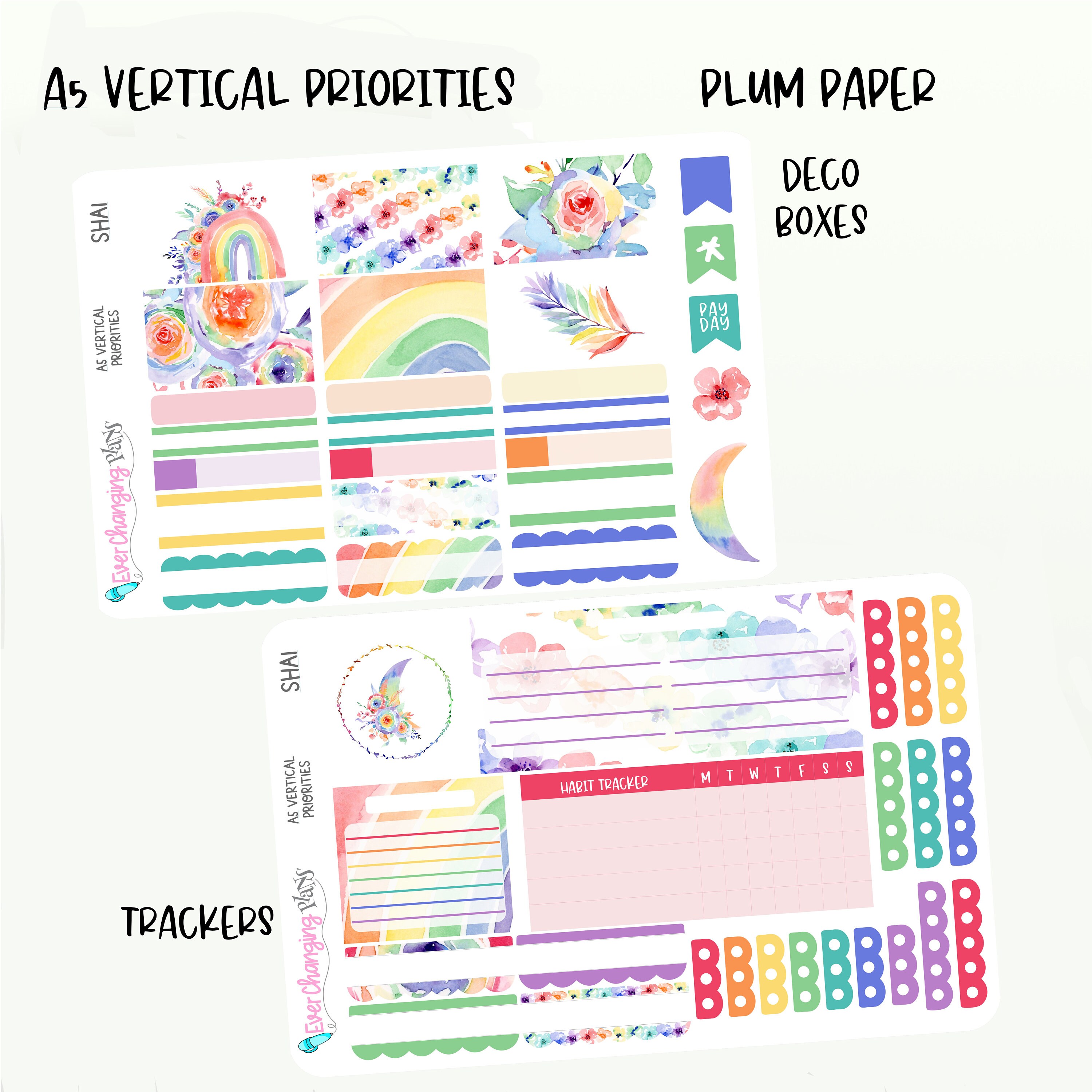 Shai Vertical Priorities Plum Paper Kit - Rainbow Floral Planner ...