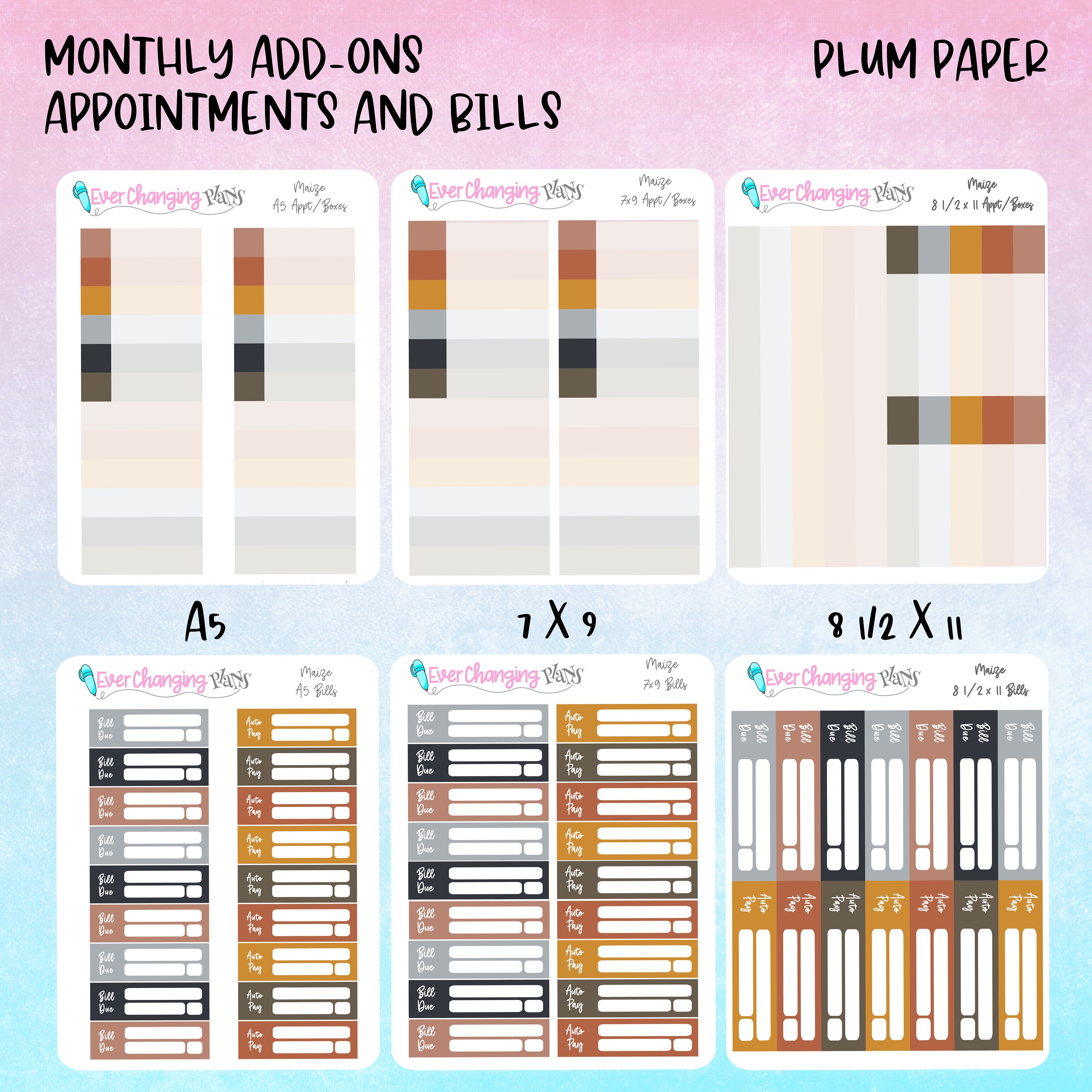 Maize Plum Paper Monthly and Dashboard Kits - Autumn Fall September ...