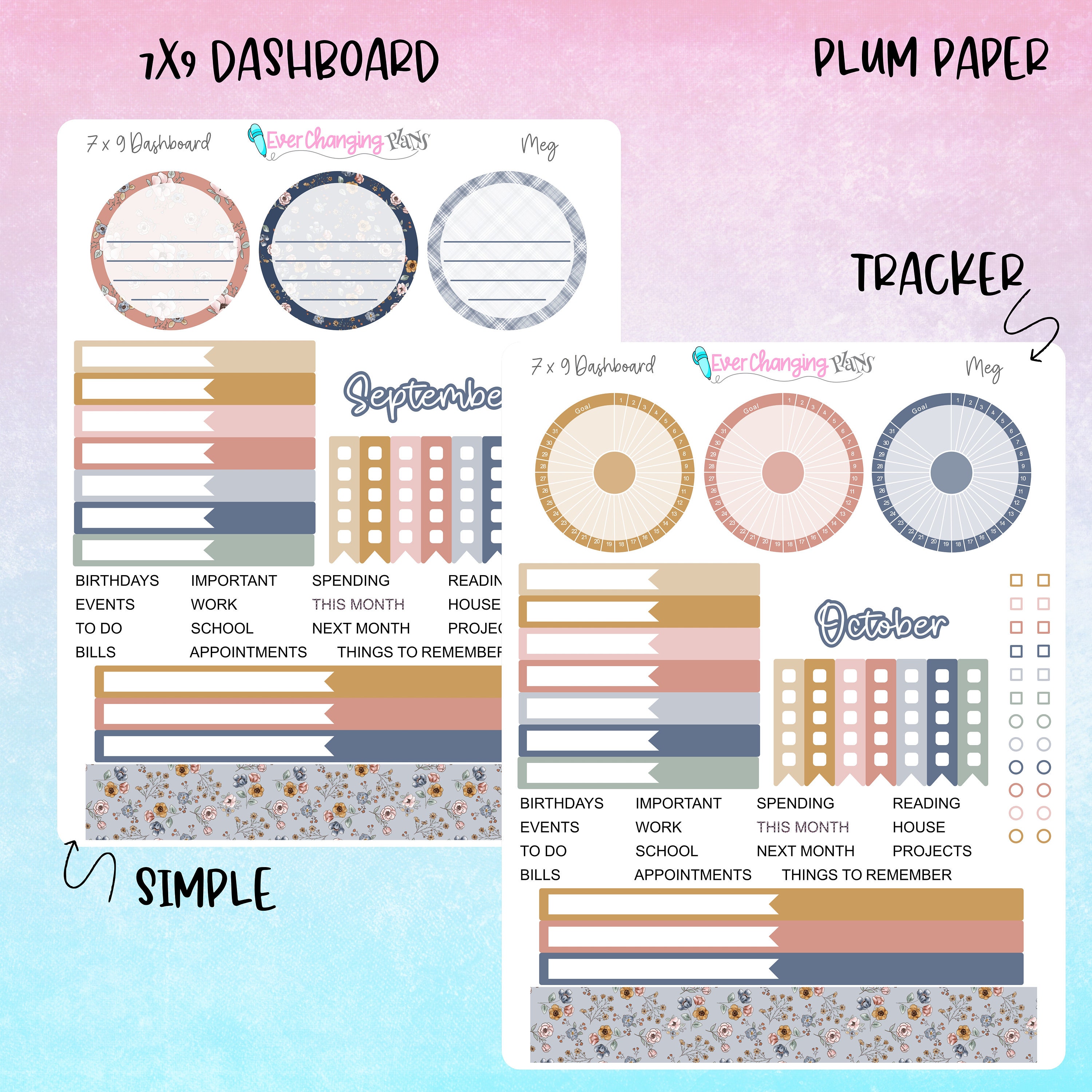 Meg Plum Paper Monthly and Dashboard Kits - Autumn Fall September ...