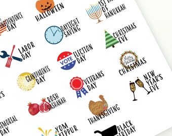 Holiday Text Icon Planner Stickers for Plum Paper Planner - Calendar Stickers - Print Pression - Bujo - Mini Stickers - Happy Planner