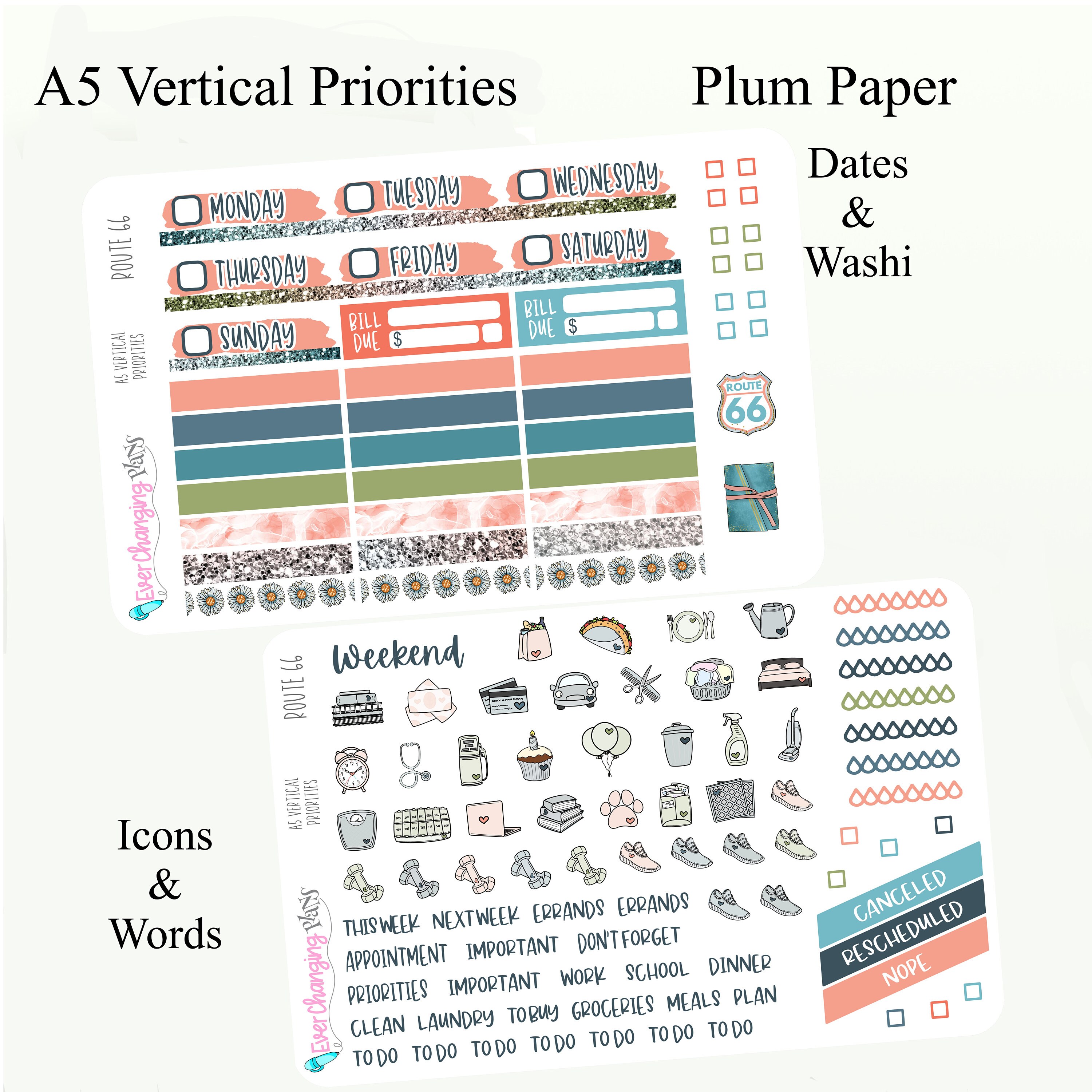 Route 66 Vertical Priorities Plum Paper Kit - Road Trip Adventure ...