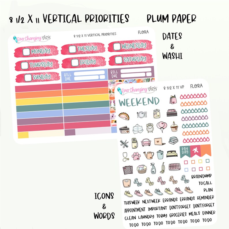 Flora Vertical Priorities Plum Paper Kit - Spring Garden Floral Planner ...
