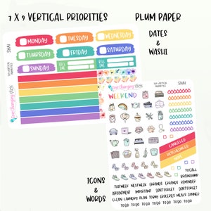 Shai Vertical Priorities Plum Paper Kit - Rainbow Floral Planner ...