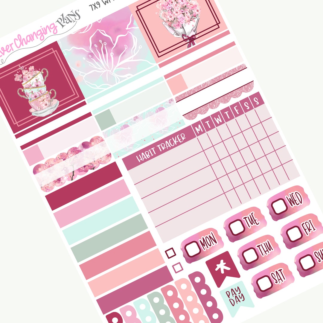 Cherry Spring Weekly Overview Plum Paper - Spring Floral Weekly Planner ...
