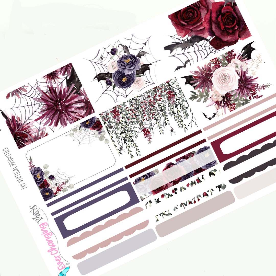 Elvina Vertical Priorities Plum Paper Kit - Halloween Floral Weekly ...