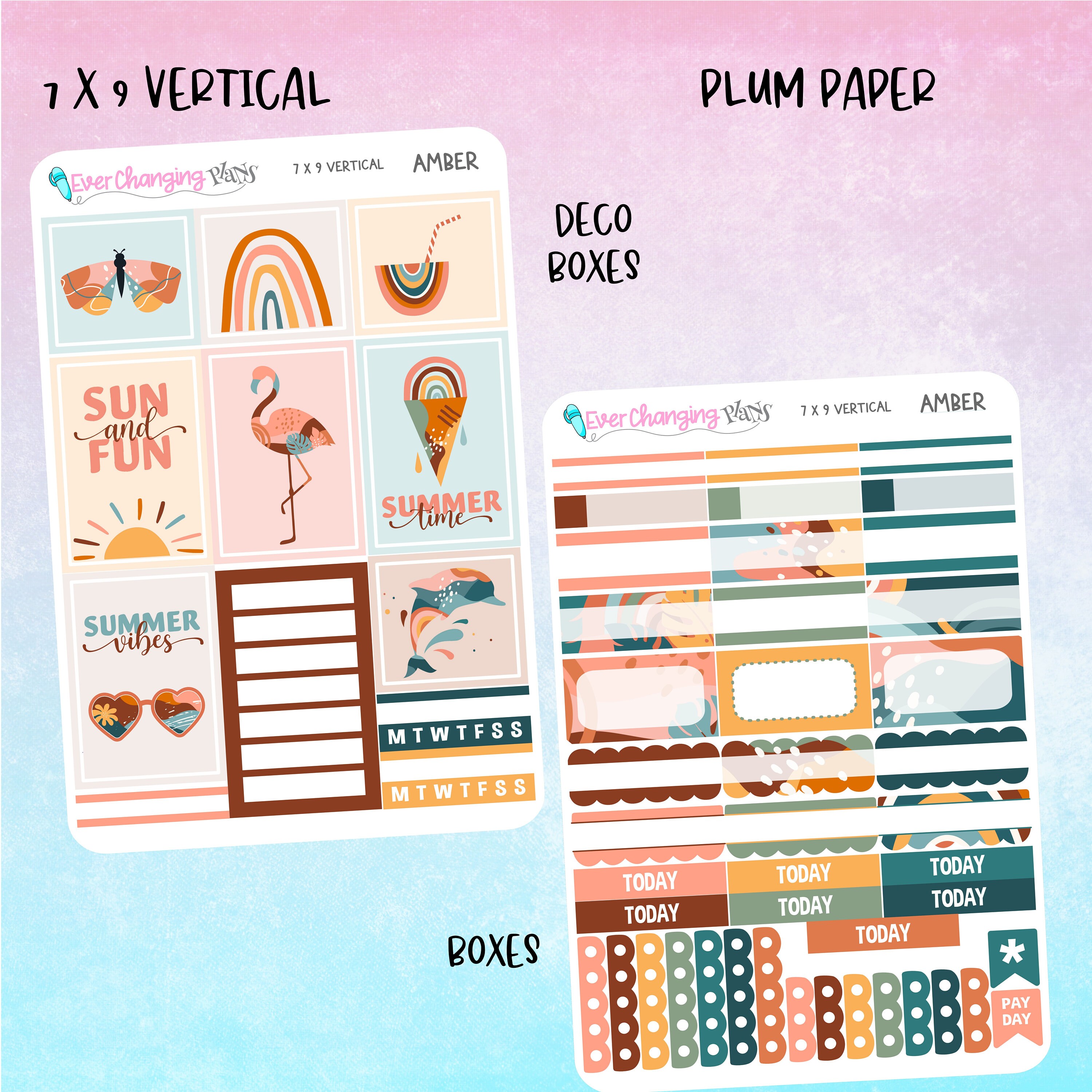 Amber Vertical Plum Paper - Summer Boho Weekly Planner Kit- Pride - 8 1 ...