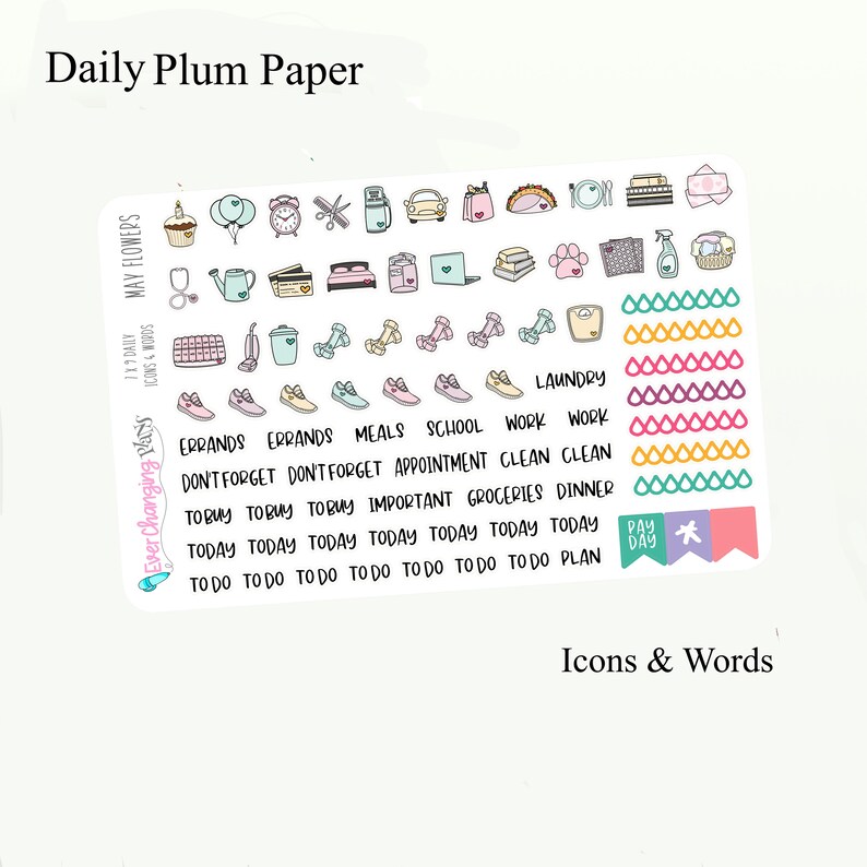 Floral Daily Plum Paper Kit May Flowers Daily Weekly Planner | Etsy
