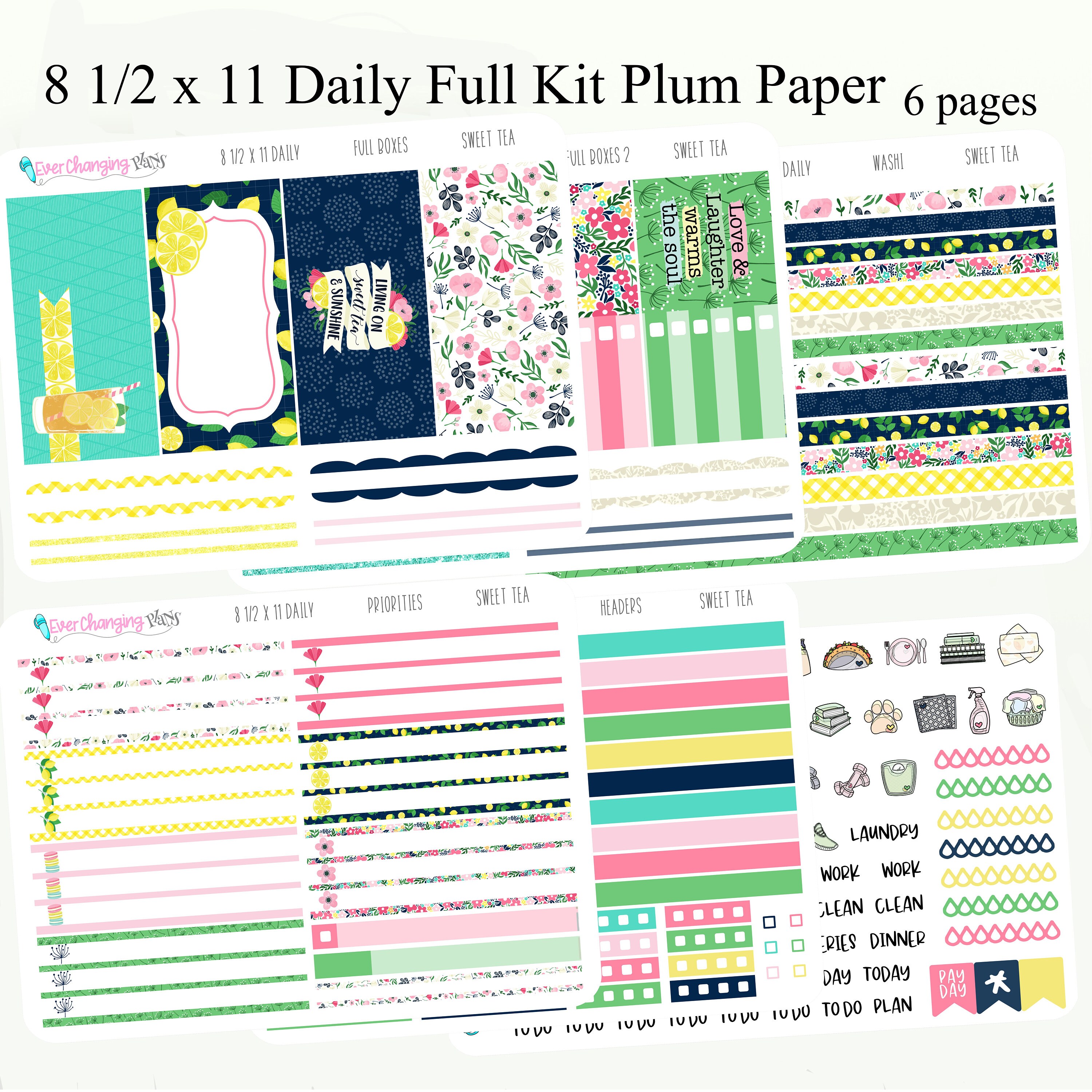 Sweet Tea Daily Plum Paper Kit - Summer Daily Weekly Planner Kit - Plum ...
