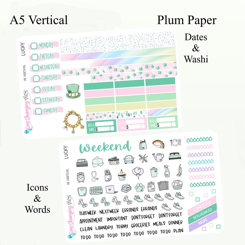St Patrick's Vertical Plum Paper - St Patty's Weekly Planner Kit ...