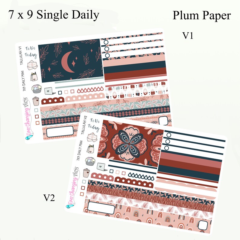 Tallulah Autumn Boho Daily Plum Paper One Page - Fall Daily Single Day ...
