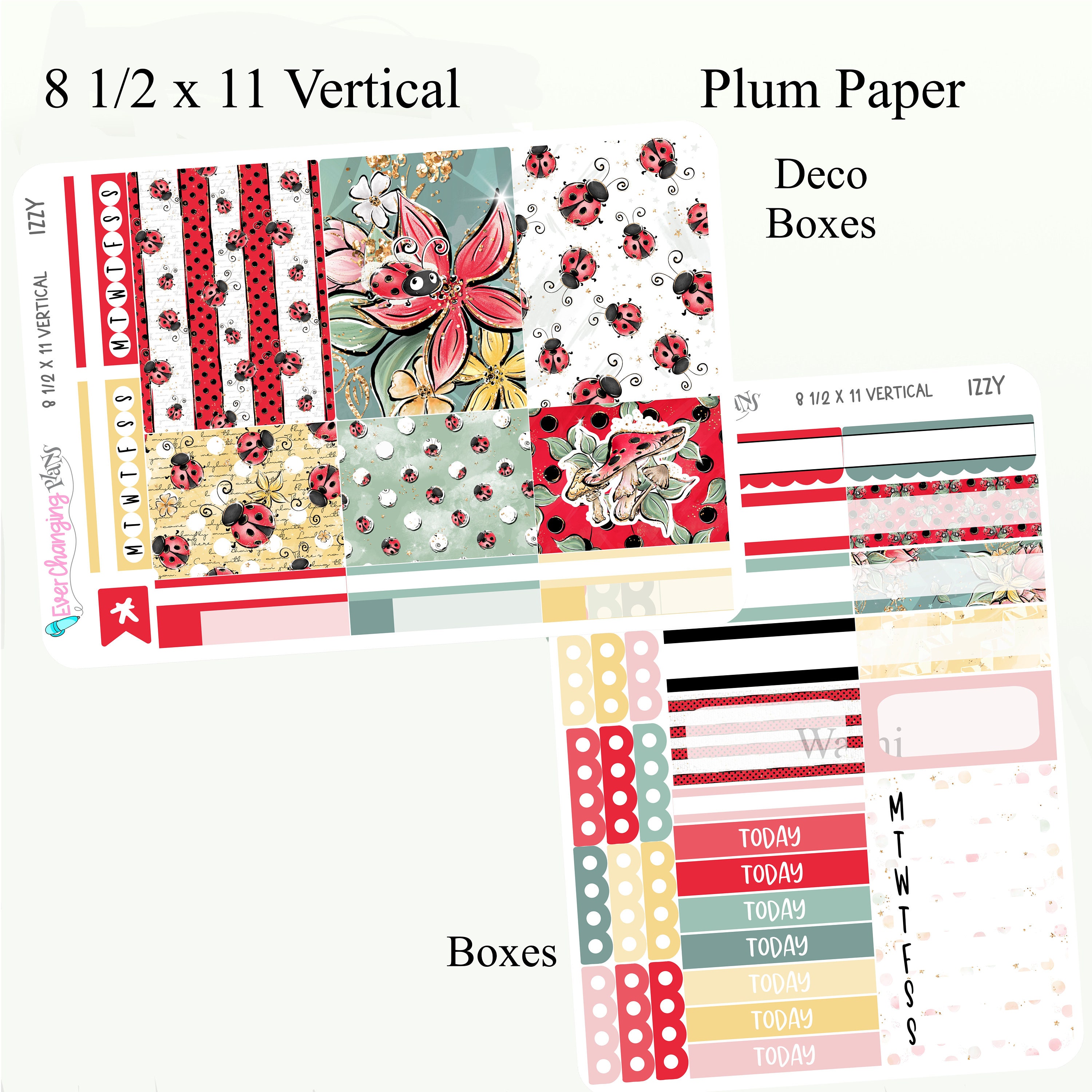 Ladybug Vertical Plum Paper - Summer Izzy Weekly Planner Kit - Blossom ...