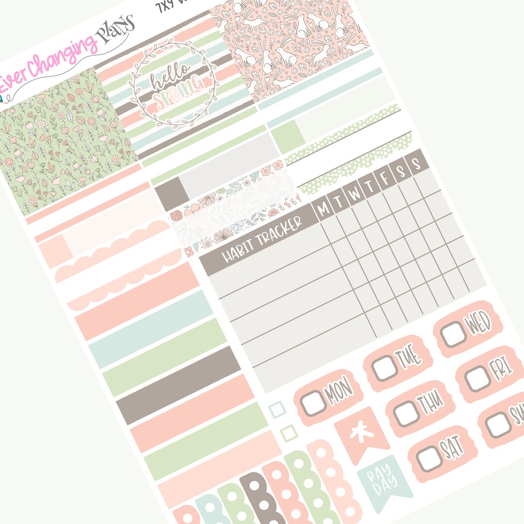 Kelby Weekly Overview Plum Paper - Spring Floral Weekly Planner Kit - 7 ...