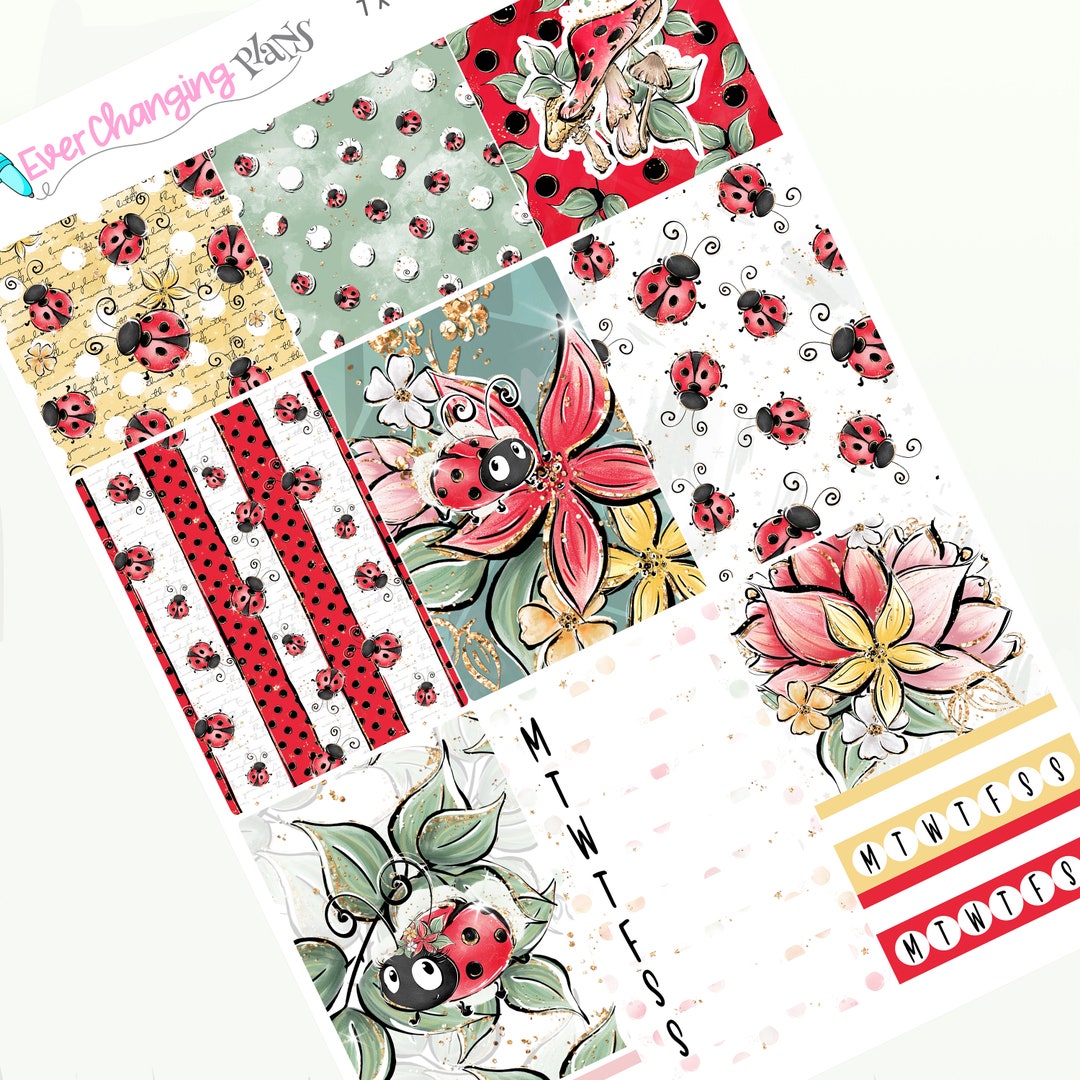 Ladybug Vertical Plum Paper - Summer Izzy Weekly Planner Kit - Blossom ...