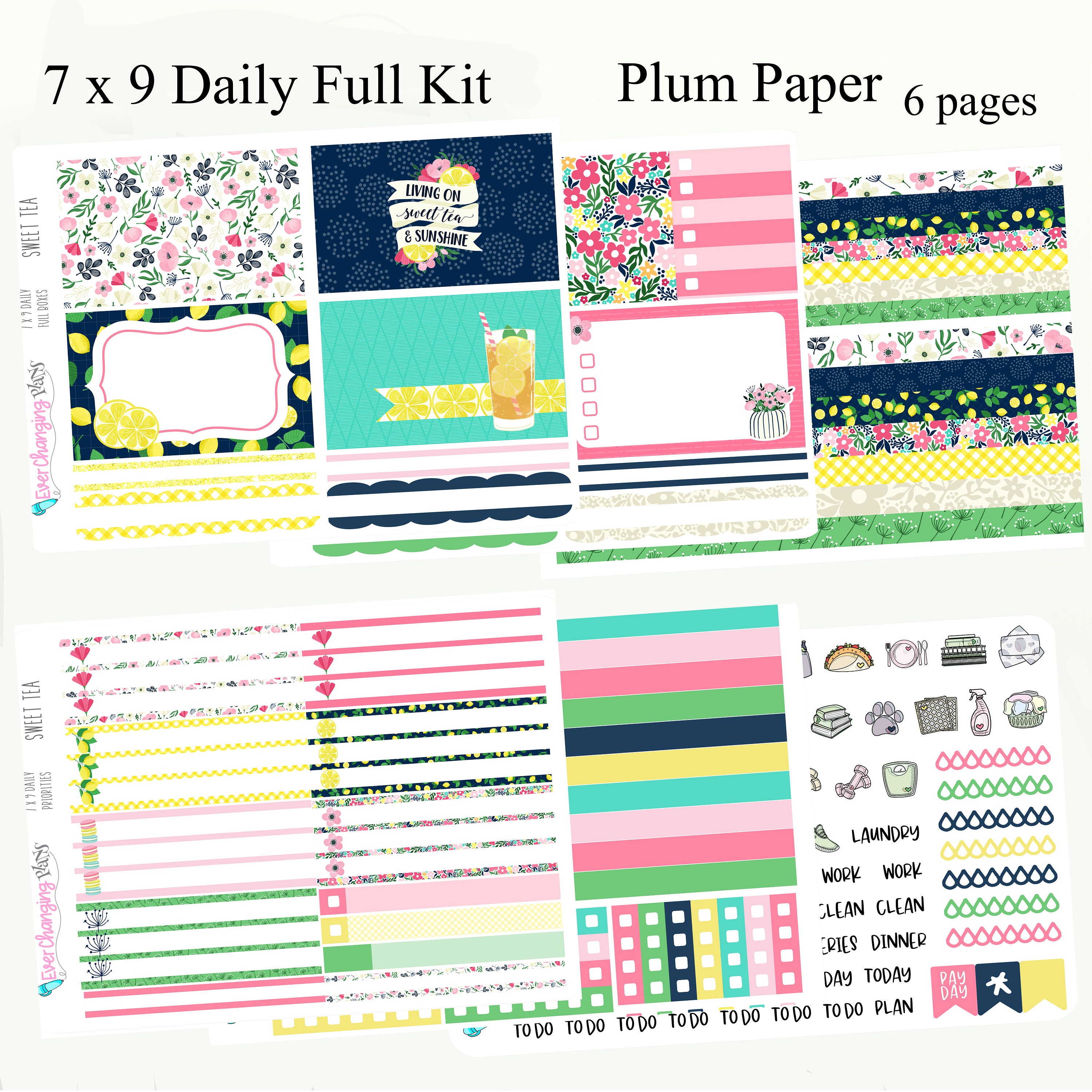 Sweet Tea Daily Plum Paper Kit - Summer Daily Weekly Planner Kit - Plum ...