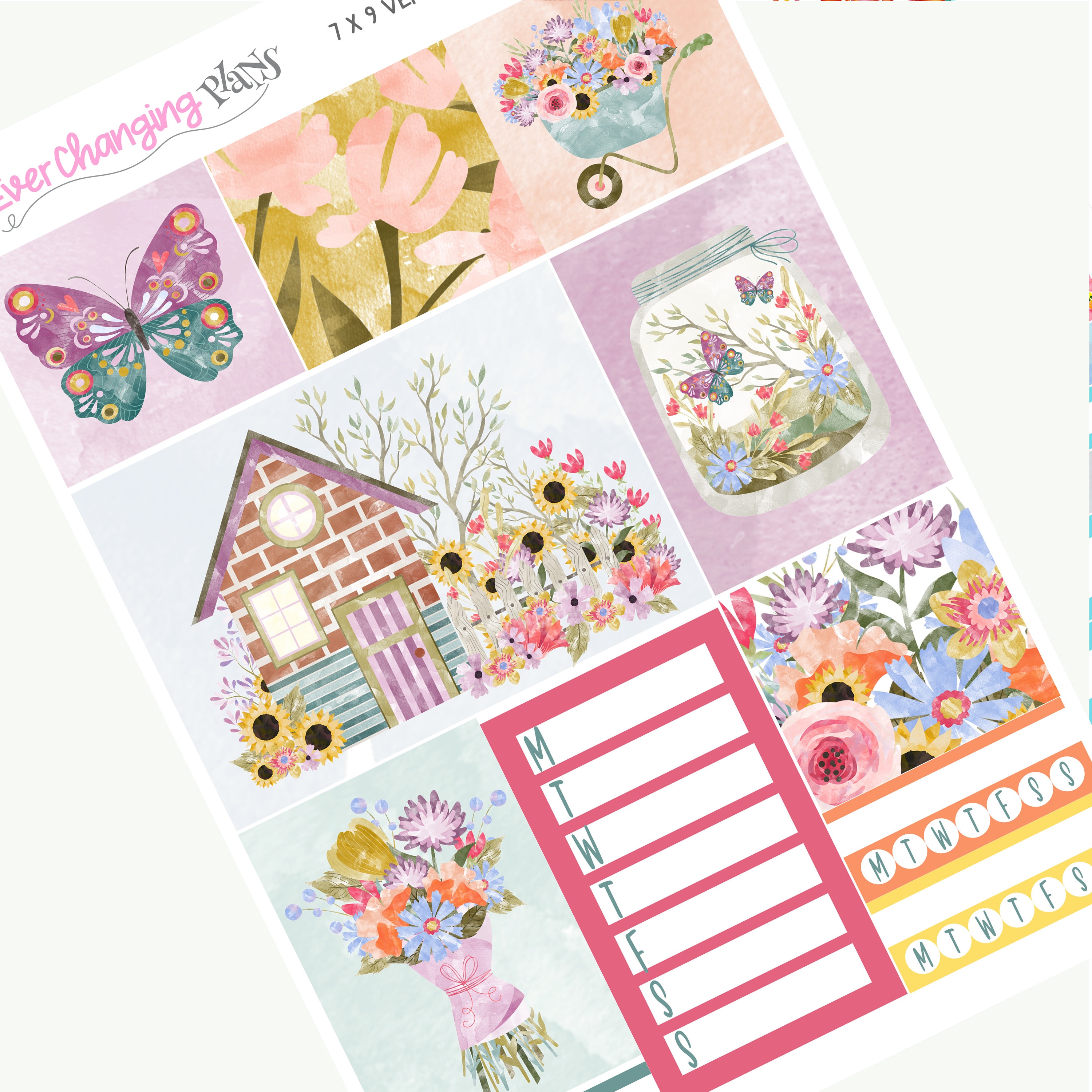 Flora Vertical Plum Paper - Spring Garden Floral Weekly Planner Kit - 8 ...