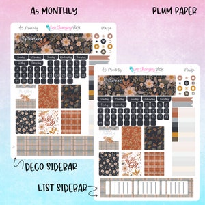 Maize Plum Paper Monthly and Dashboard Kits - Autumn Fall September ...