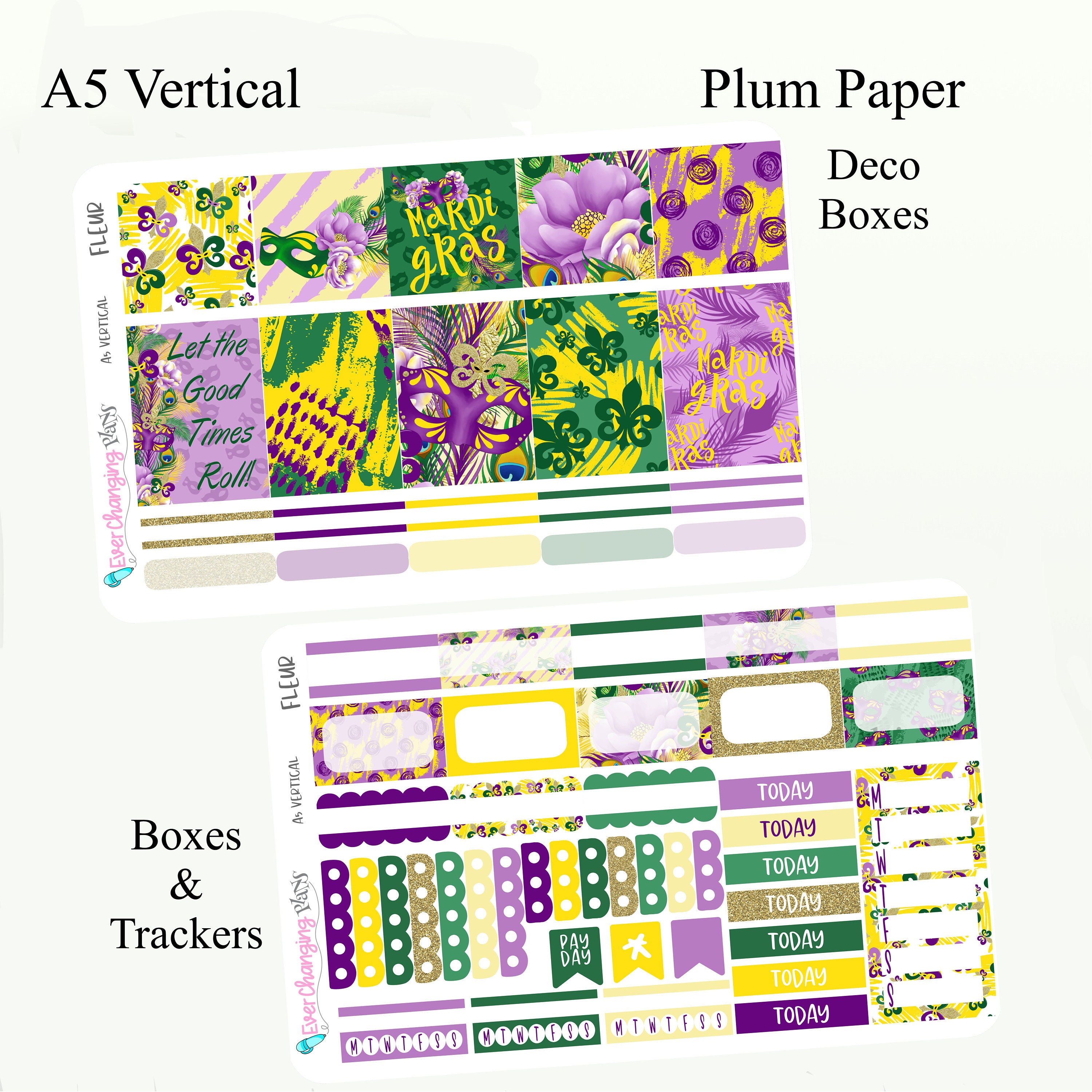 Mardi Gras Vertical Plum Paper Kit - Fleur Weekly Planner Kit - Plum ...