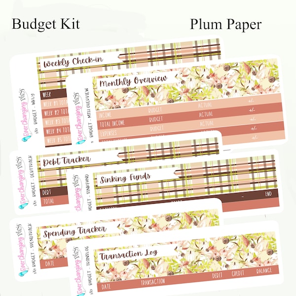 Briar Budget Plum Paper Monthly Kit - Budgeting Sticker Kit - Dave Ramsey - You Need a Budget - A5 - 7x9 - 8 1/2 x 11