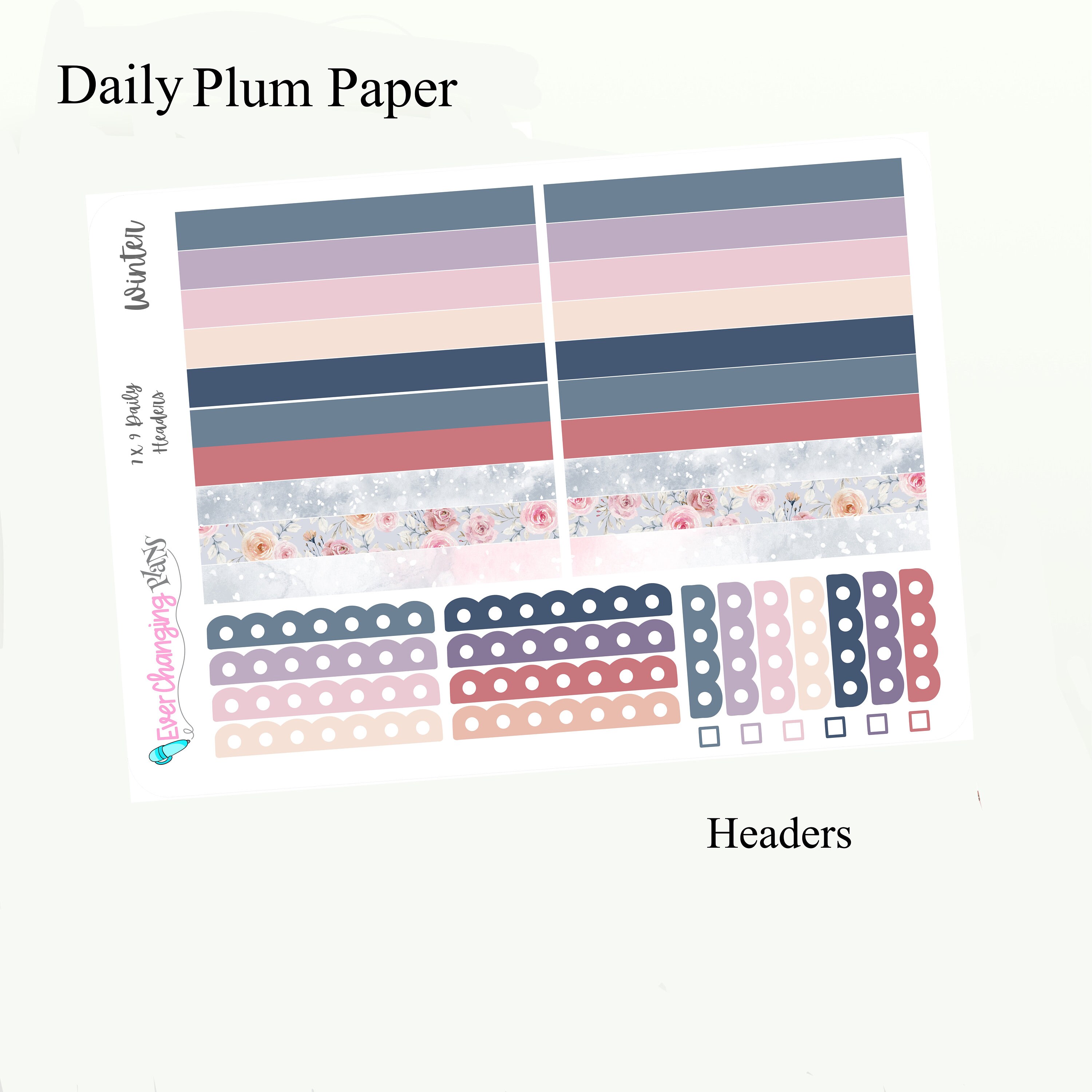 Winter Daily Plum Paper Kit - Modern Winter - Winter Daily Weekly ...