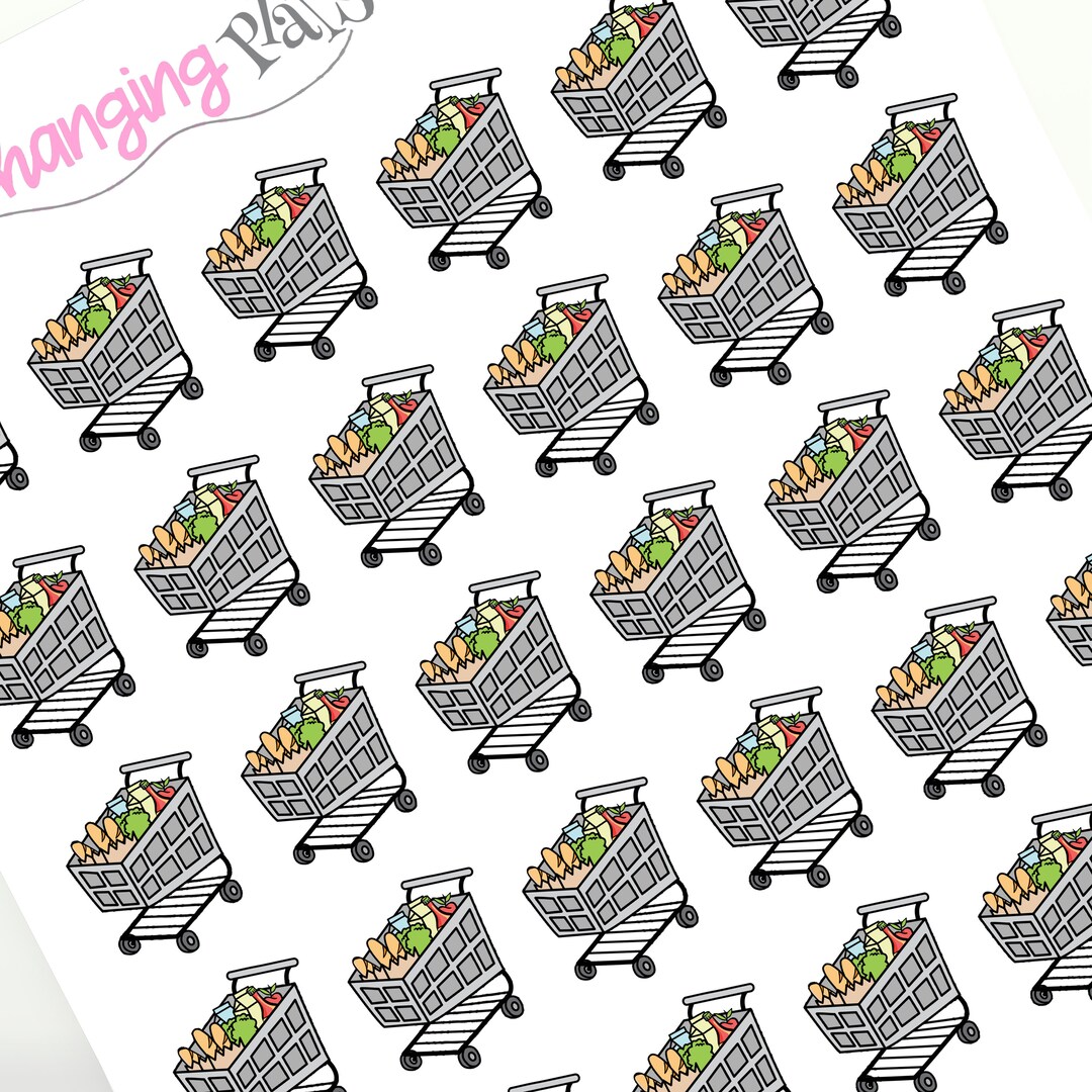 Grocery Cart Icon Planner Stickers for Plum Paper Planner - Grocery ...
