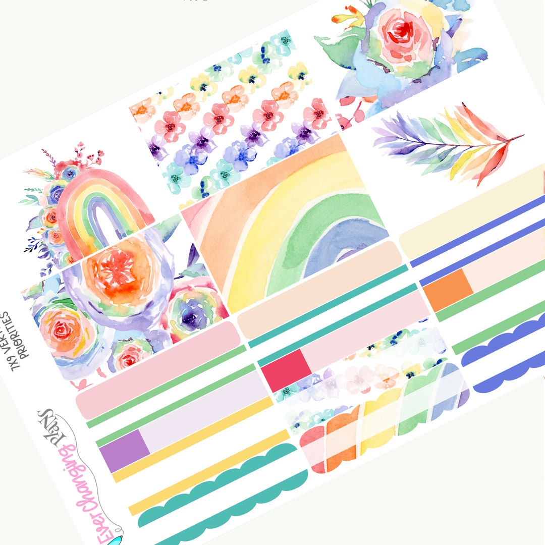 Shai Vertical Priorities Plum Paper Kit - Rainbow Floral Planner ...