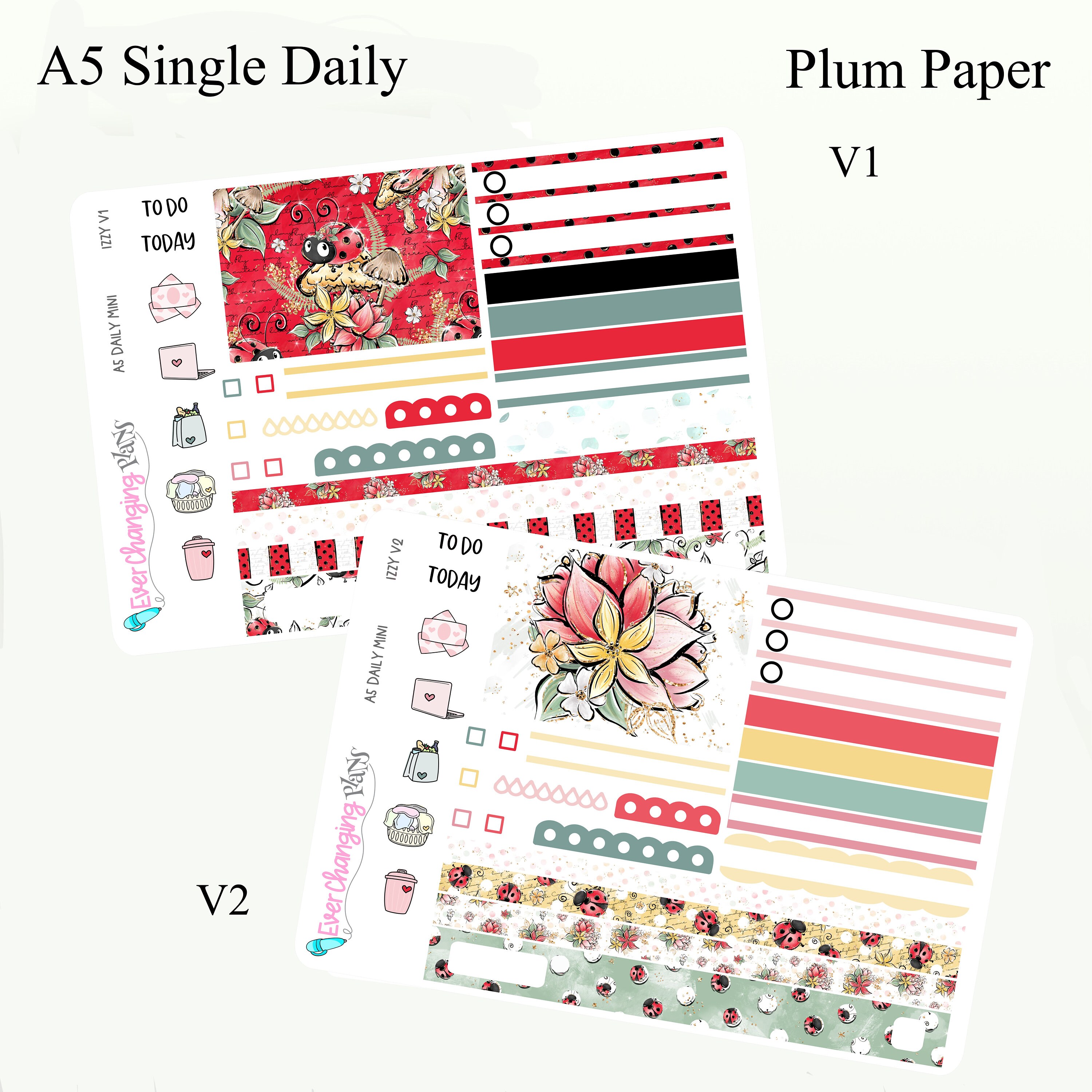 Lady Bug Daily Plum Paper One Page Izzy Daily Single Day Kit - Etsy