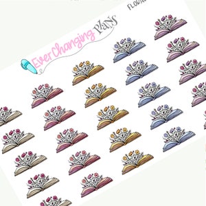 Floral Book Deco Planner Stickers - Book Decor Stickers - Decorating Journal Page - Planner - Bujo - Journaling