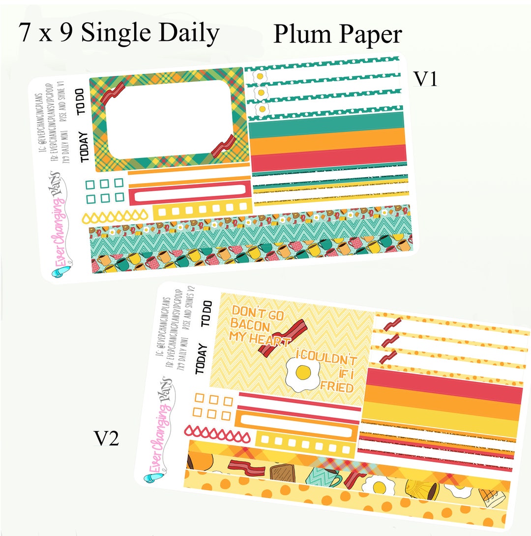 Rise and Shine Daily Plum Paper One Page - Breakfast Daily Single Day ...