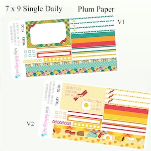 Rise and Shine Daily Plum Paper One Page - Breakfast Daily Single Day Kit - Plum Daily Kit - 8 1/2 x 11 - A5 - 7 x 9 - Plum Paper Planner