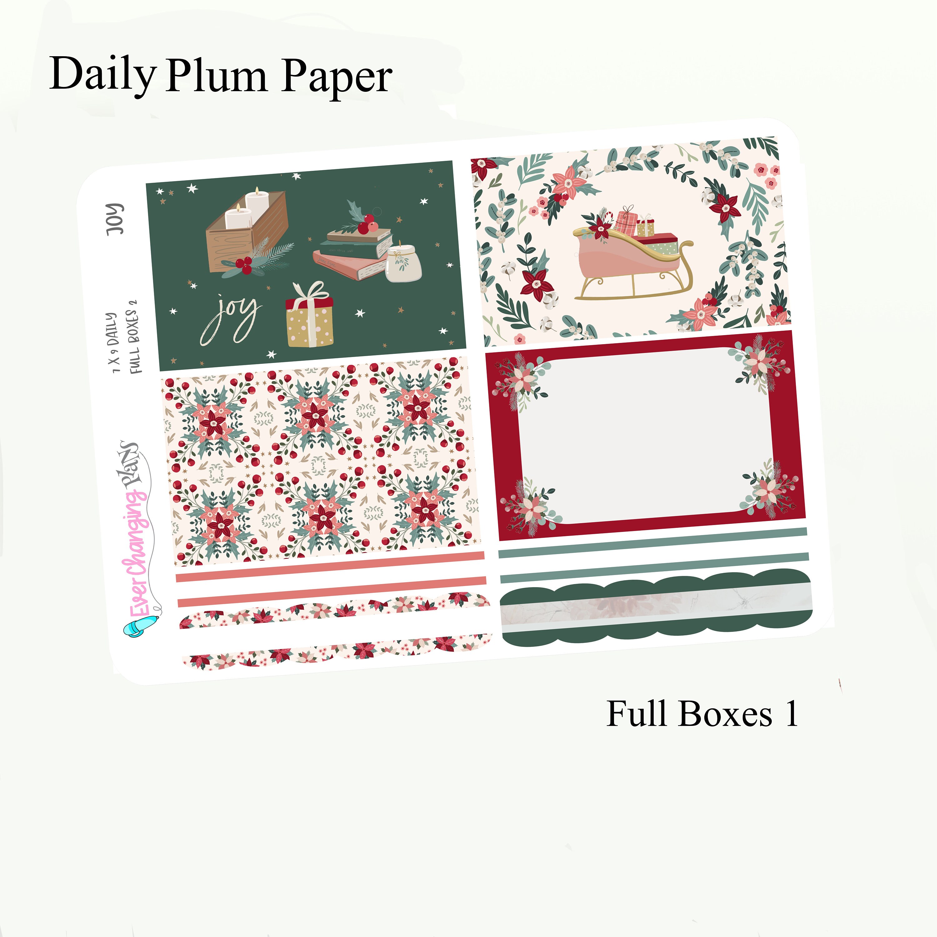 Christmas Daily Plum Paper Kit - Winter - Joy Daily Weekly Planner Kit ...