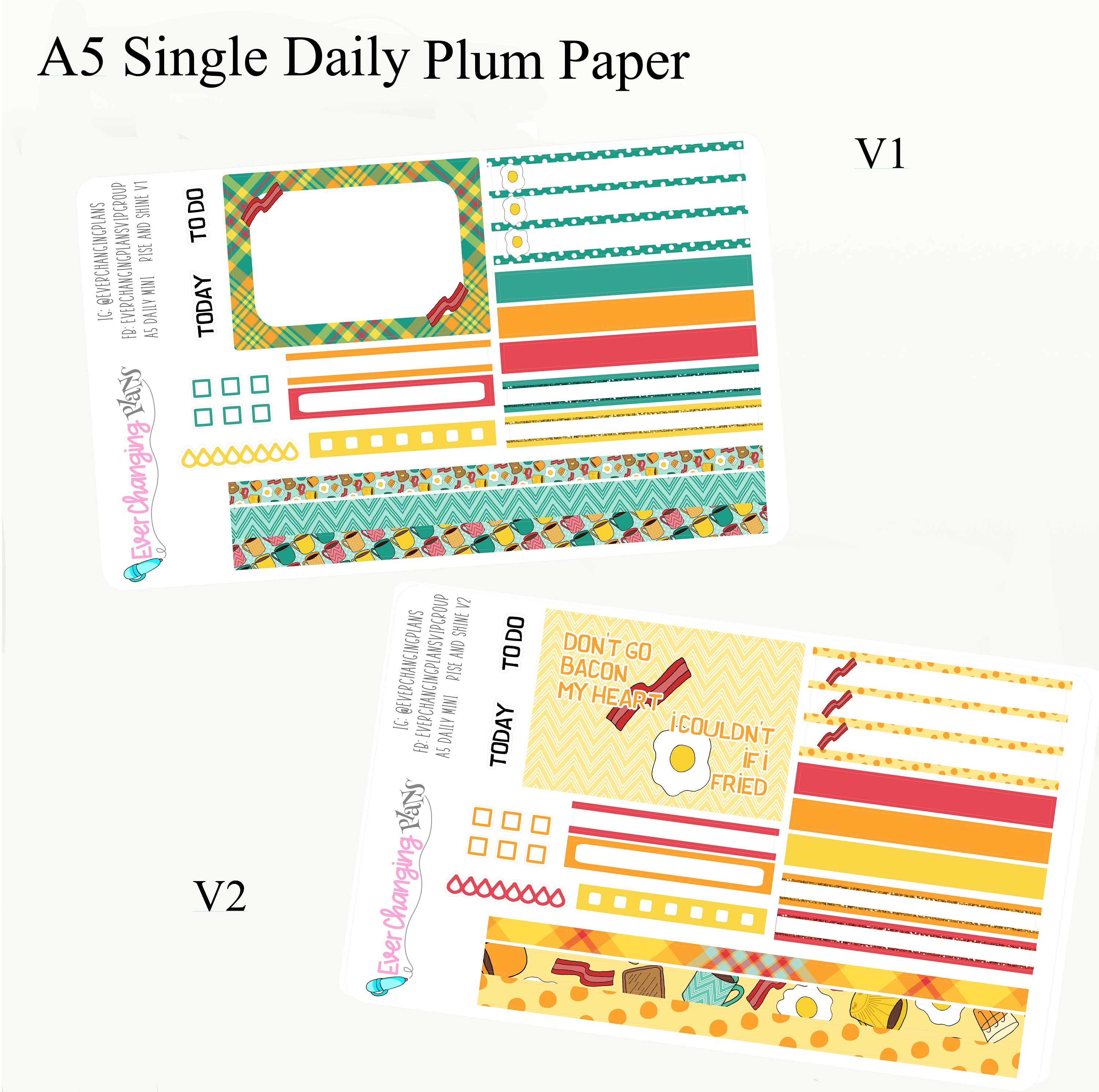 Rise and Shine Daily Plum Paper One Page - Breakfast Daily Single Day ...