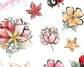 Ladybug Deco Planner Stickers for Plum Paper Planner - Izzy Stickers - Summer Journal Page - Plum Monthly - Plum ME - Plum Vertical