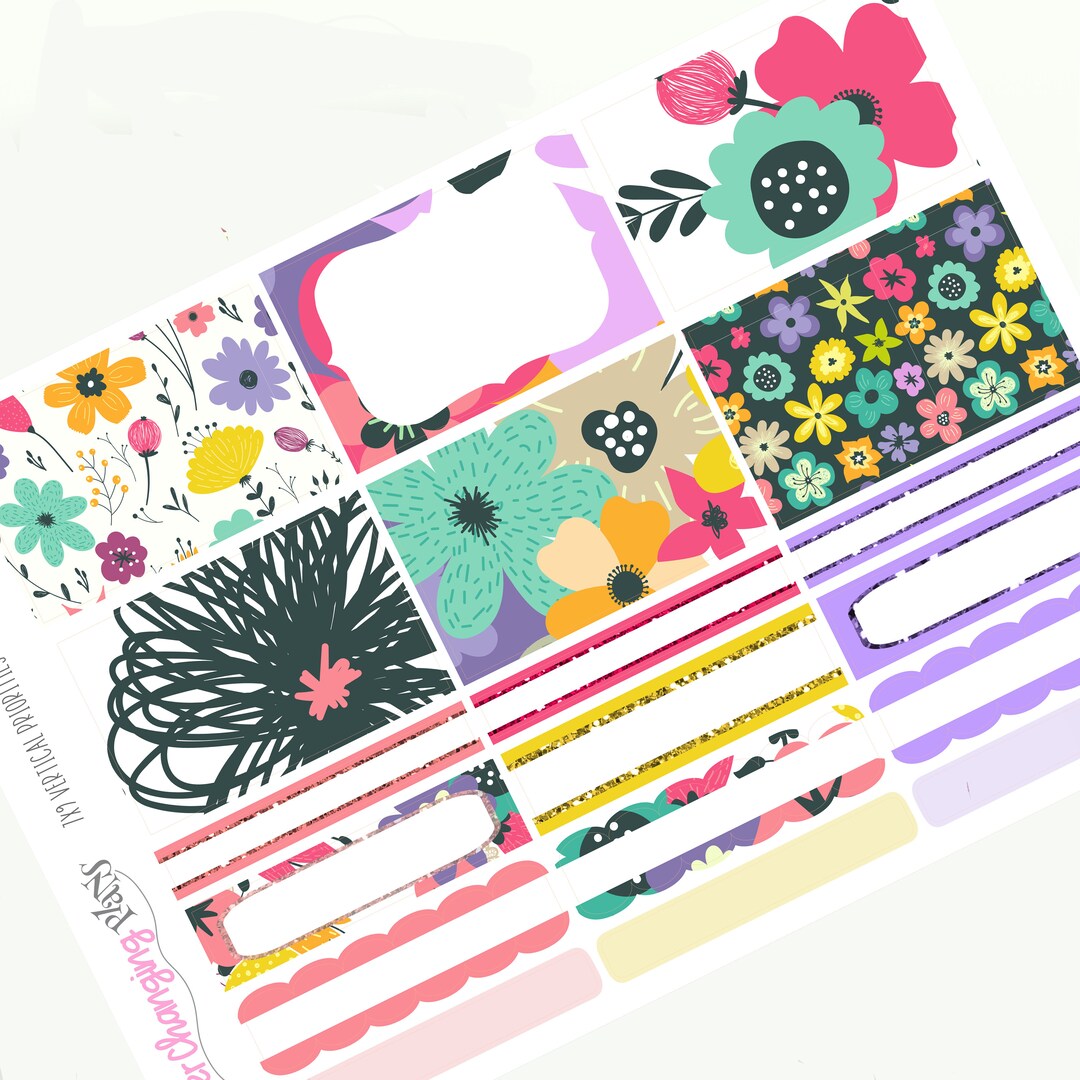 May Flowers Floral Vertical Priorities Plum Paper Kit - Vertical ...